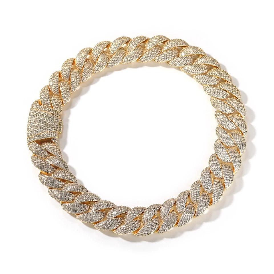 24mm Simulated Diamond Miami Cuban Chain Bracelet Iced Out CZ 18k Gold Plated - Image 4 of 4