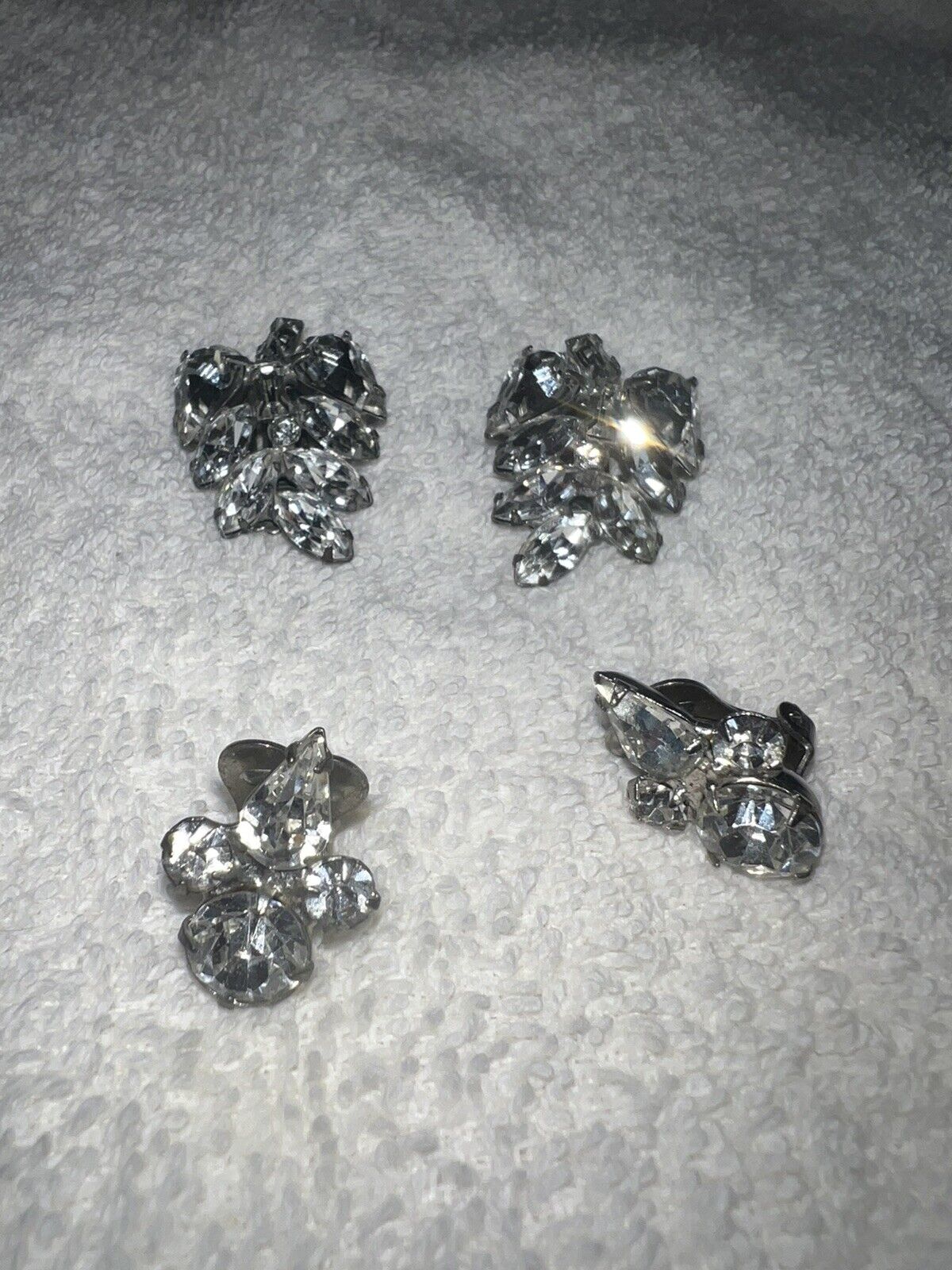 Vintage Faux Diamond Clip On Earrings Costume Fashion Jewelry Halloween ...