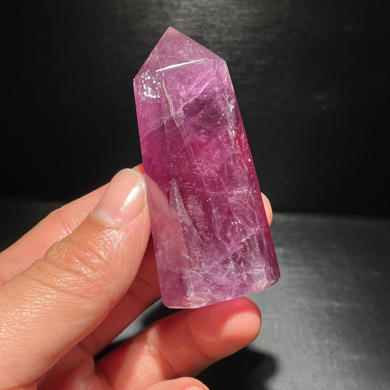 113g Natural Feather Fluorite Tower Quartz Crystal Obelisk Carving for Reiki Healing