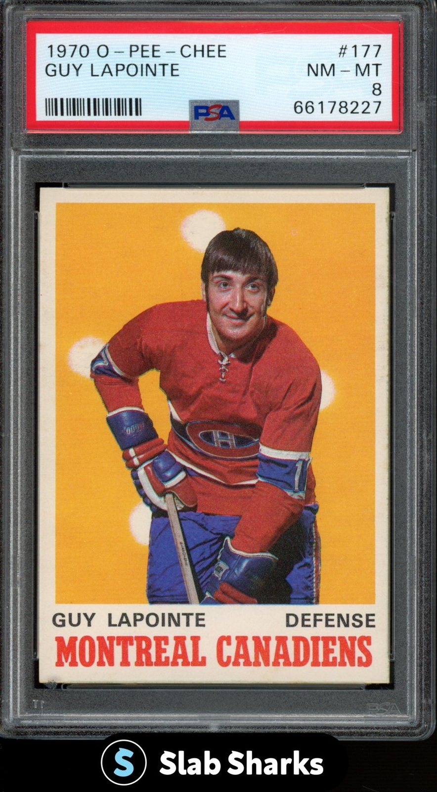 1970 O-PEE-CHEE OPC #177 GUY LAPOINTE ROOKIE RC NM-MT PSA 8