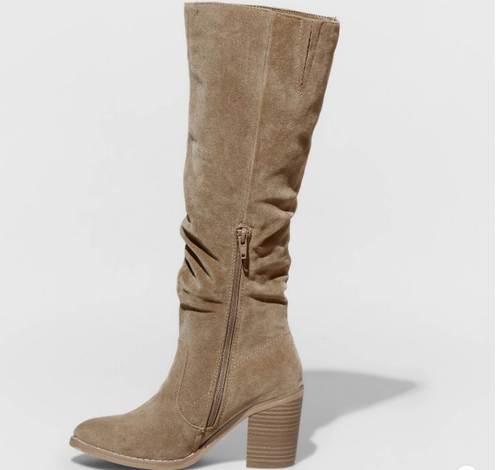 Women's Lainee Heeled Scrunch Boots - Universal Thread Taupe 11, Brown