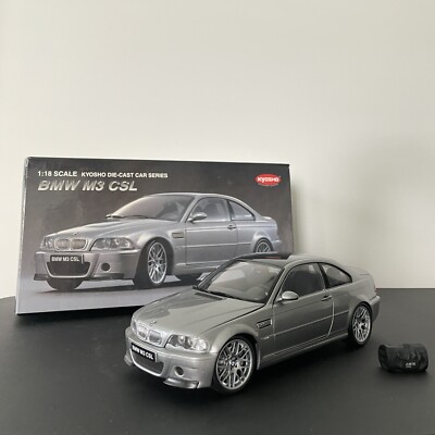 1:18 Scale BMW E46 M3 CSL Diecast Model Car Silver Kyosho 1:18 Scale BMW E46 M3 CSL Diecast Model Car Silver Kyosho