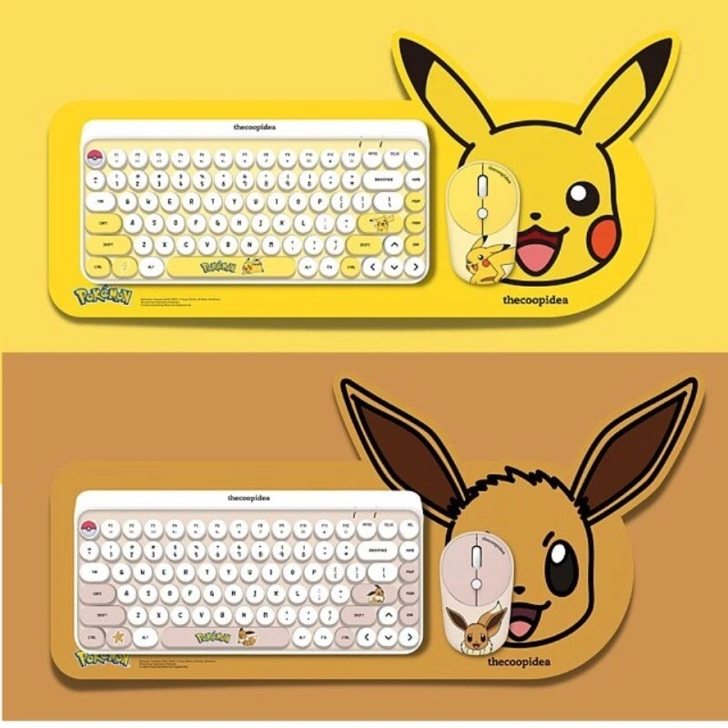 Thecoopidea Pokémon TAPPY Wireless Keyboard Mouse Set Pikachu Eevee Snoriax PC - Image 2 of 2