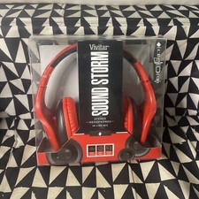 Vivitar Stereo Headphones Sound Storm Wired In-line Mic Red - New Open Box