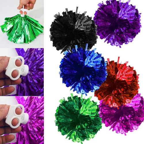 Kids 2 Pack Cheer Leader Shiny Pom Poms for Team Spirit Cheering Performance - 第 3/40 張圖片