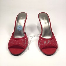 Nine West WNIVIVP2-R Red Lace Slip On Open Toe High Heels Womens Shoe Size 6M