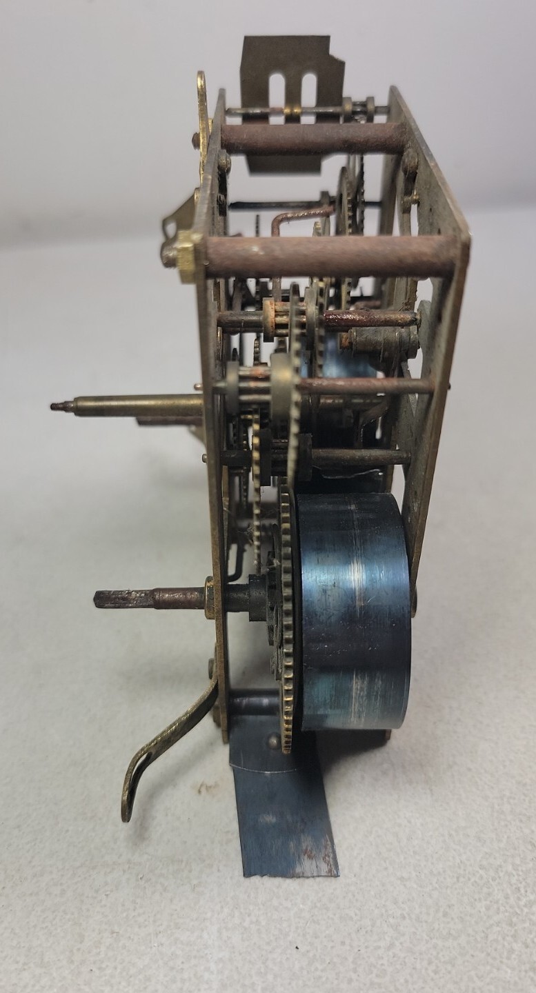VINTAGE NEW HAVEN CLOCK MOVEMENT BRASS WIND UP PARTS OR REPAIR