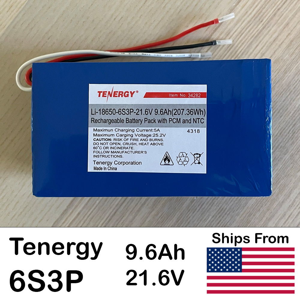 High Quality TENERGY Battery Pack 6S3P 9.6Ah 21.6V LG Lithiu