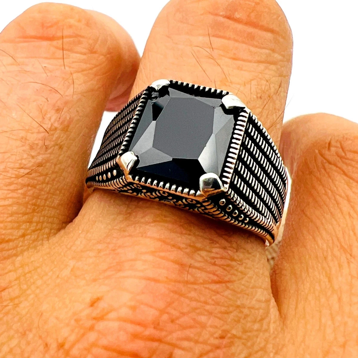 Black onyx crystal ring deals