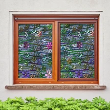 3D Flower Branch A73 Window Film Print Sticker Cling Stained Glass UV Sinsin