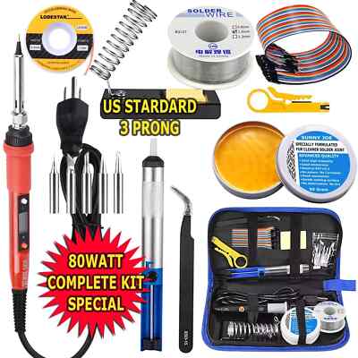 80W Electric Soldering Iron Welding Gun Tool Kit Solder Wire Desoldering Pump 