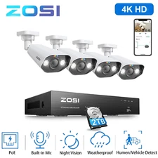 ZOSI 8CH 8MP PoE Security Camera System 4K 2TB NVR AI Vehicle Detect 2-Way Audio