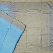 Namaste Vintage Blue Sarees 100 Pure Silk Woven Indian Sari 5YD Craft Fabric