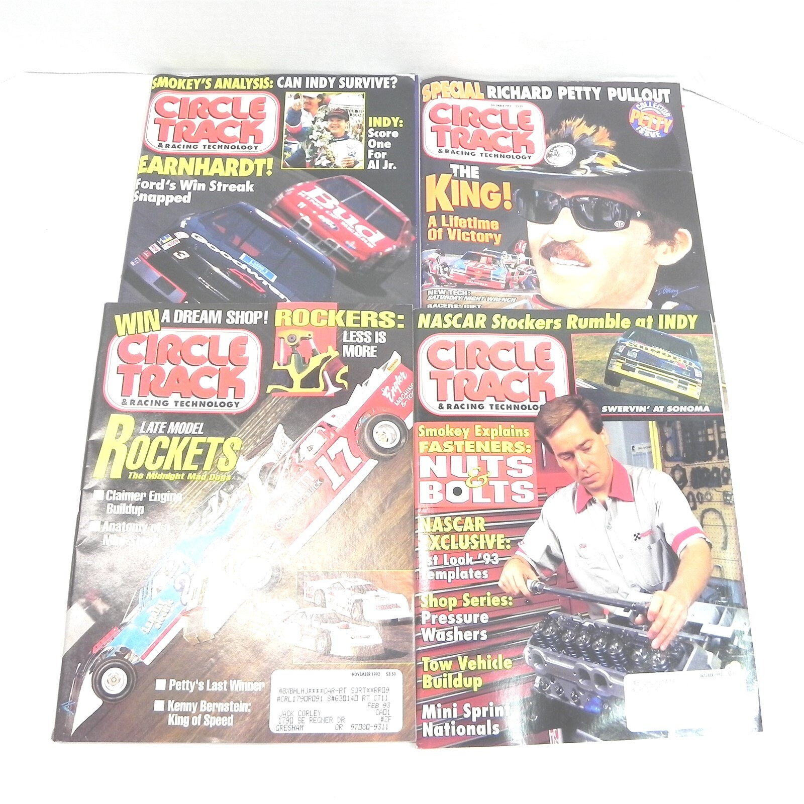 Vintage 1992 Circle Track Magazine Lot Of 4 Sept Oct Nov Dec Nascar Racing