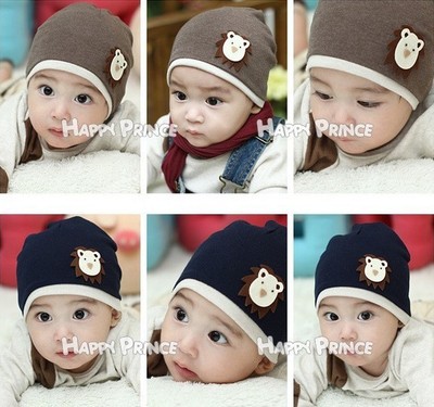 Baby Girl Boy Lion Patch Hat Cap Cotton Knit Beanie 0-10 months