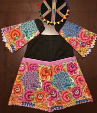 PERUVIAN Custom Embroidered POLLERA Skirt  Sleeves  Hat Traditional Culture