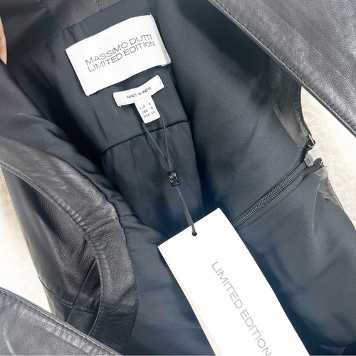 Massimo Dutti schwarzes Schaffleder limitierte Auflage Kleid Gr. S - Bild 9 von 11