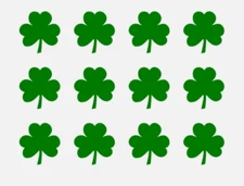 Irish Shamrock Vinyl Decals Phone Helmet Laptop Small Clover Stickers Set of 12