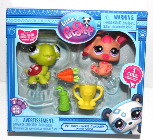 NEW Littlest Pet Shop Pet Pairs Relay Racers #94 Turtle & #95 Bunny LPS ...
