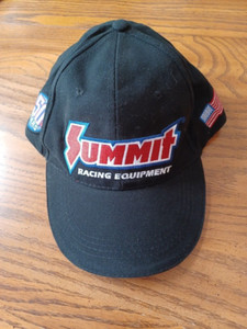 Summit Racing Equipment Strap Hat Cap Black Embroidered Logo American Flag 50