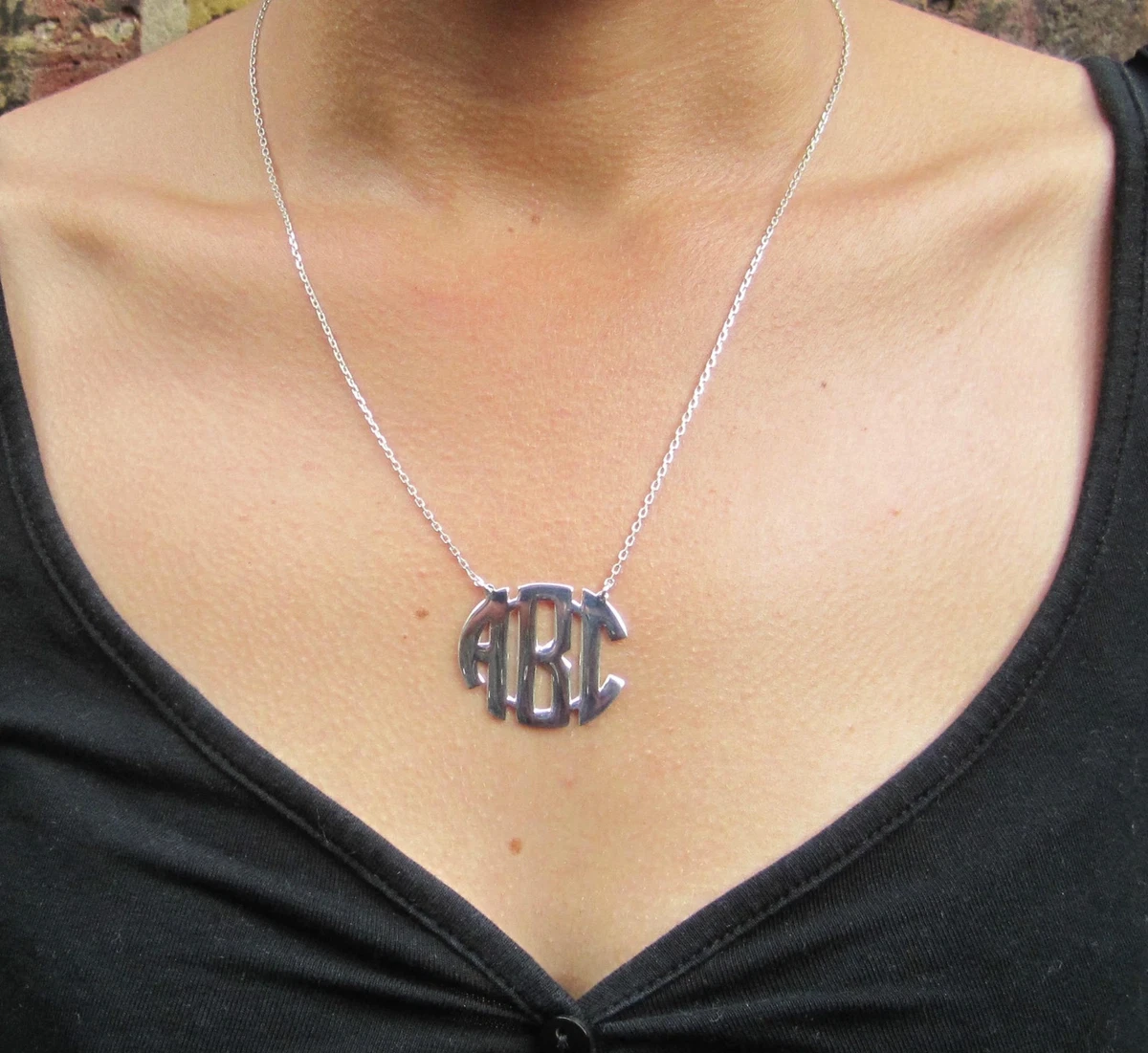 Buy Initial Necklace, Name Necklace, Three Letters Initial Necklace, Monogram  Necklace, Personalized Necklace, Sideways Initial Necklace Online in India  - Etsy