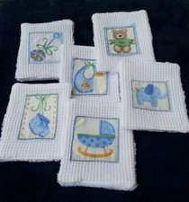 6 lingettes Bébé bleu lavables Coton/Doudou Bambou Toilette