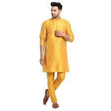 Indian Bollywood Men's Dupion Silk Kurta Pyjama Stylish Ethnic Wear Traditional