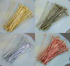 100pcs Golden,Silver,Gold,Bronze Ball Pins Connectors 0.8mm( 21 Gauge) Pick 