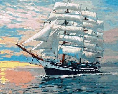 ARTNAPI Malen nach Zahlen auf Keilrahmen Segelschiff im Meer Bild Ausmalen nach Zahlen