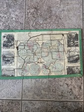 Antique Two-Sided World USA Map Puzzle Wood Geography Educational c1900 s