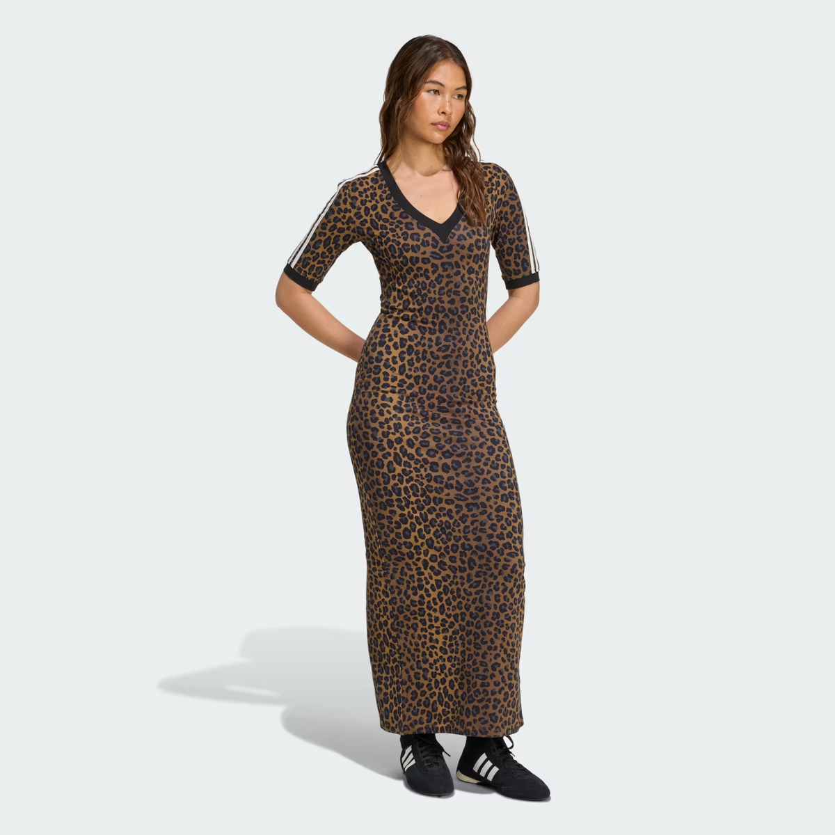 adidas Women's Originals Leopard V-Neck Maxi Dress JW2773 | eBay