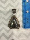 H.T. Nez Navajo Sterling Silver Turquoise Pendant Signed Native American — photo 1