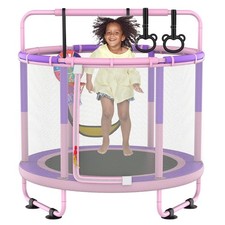 60" Trampoline for Kids, 5ft Toddler Mini 6-in-1 Trampoline Indoor Outdoor