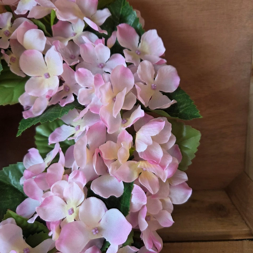 Deko Kranz Tischkranz Blumenkranz 27cm Türkranz Hortensie Wandkranz Rosa Grün - Bild 4 von 4
