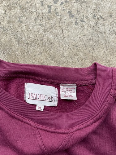 Vintage 90's Structure Ramie Cotton Crewneck Sweater Logo Maroon Men’s XL - Picture 3 of 8