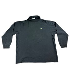 VTG Lacoste Mock Neck Shirt Men 6 Black Long Sleeve 100 Cotton France Made 5500