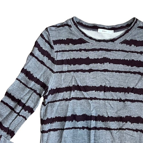 A.L.C. Pullover Oberteil Tigerstreifen Langarm Strick Damen M Burgunderrot Grau - Bild 3 von 10