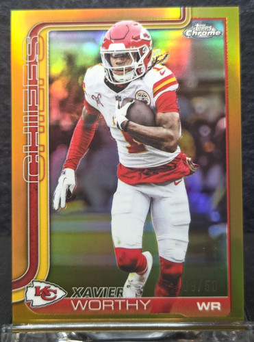 2025 Topps Chrome Xavier Worthy #145 TRUE GOLD Refractor # /50 Chiefs