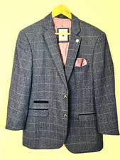 Marc Darcy Men’s Indigo Windowpane Check Tweed 2-Piece Suit 40R Dry Clean