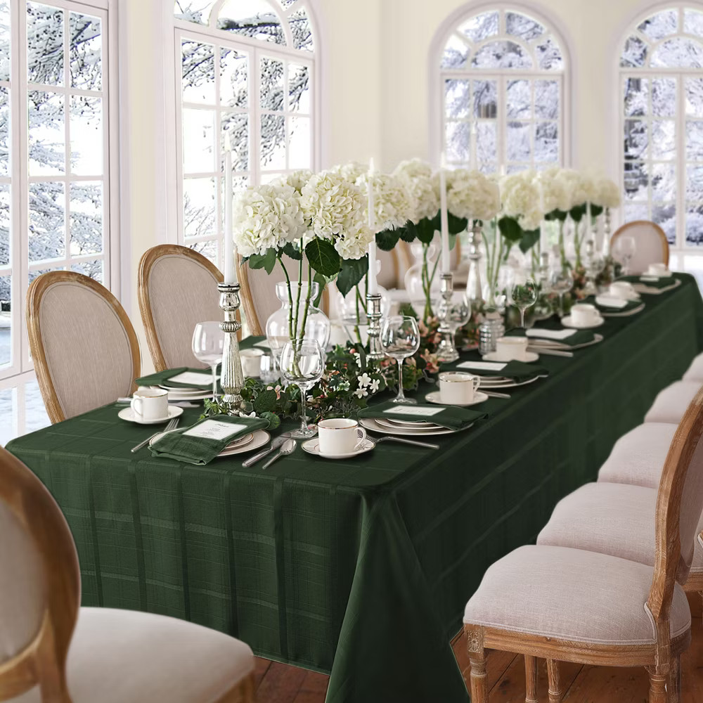 Elegance Plaid Stain - Water Resistant Tablecloth - 60'' x 120'' Rectangle