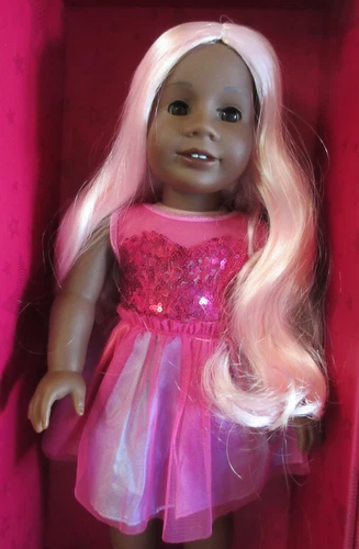 American Girl Create Your Own 18" AA Doll w Dark Skin, Pink Hair, Brown Eyes