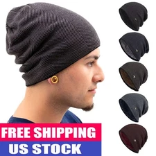 Winter Warm Fluffy Lined Hat Knit Baggy Beanie Cashmere Ski Slouchy Thick Cap