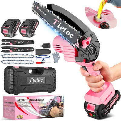 #ad Mini Chainsaw 6 Inch with 2 Batteries Electric Saw Stocking Stuffers Christ... $112.27