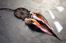 Handmade Dreamcatcher for car  Blue Orange Dream Catcher rear view mirror size