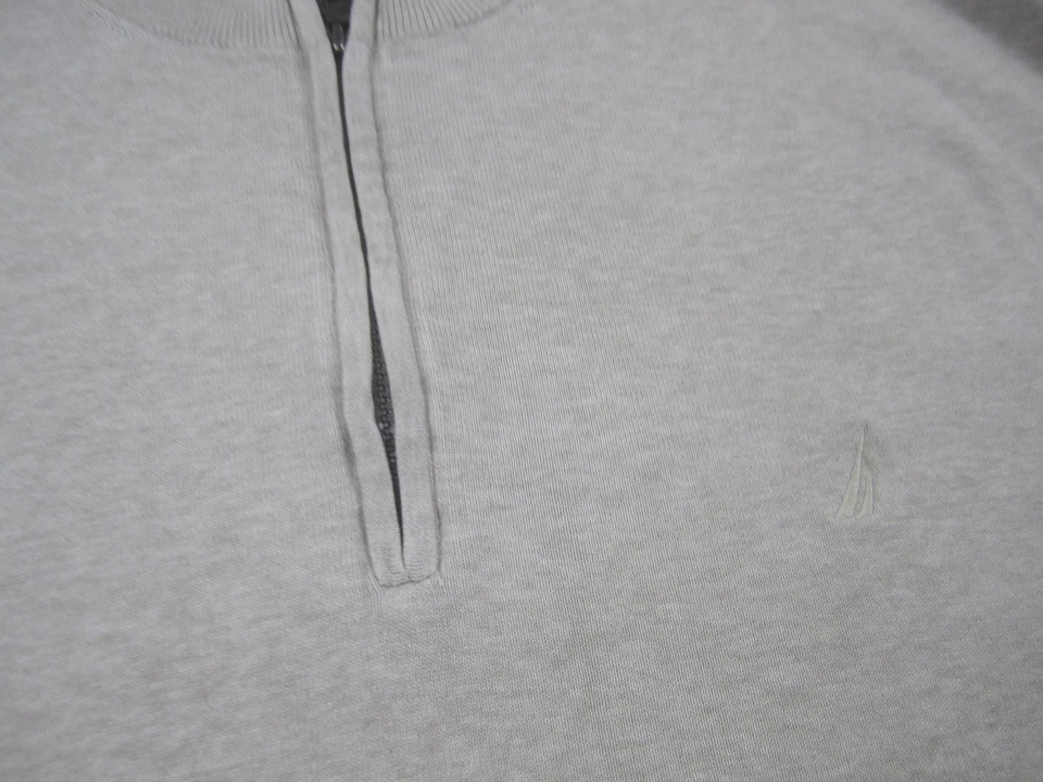 Suéter Nautica Para Hombres 4XLT Gris 1/4 Cremallera Cuello Simulado Grande Alto Algodón Pullover Logo Foto 3 de 4