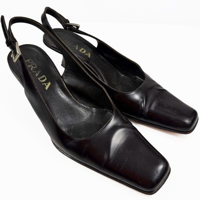 Vintage ARCHIVE Prada STEEL HEEL Sling backs Made in Italy 90s