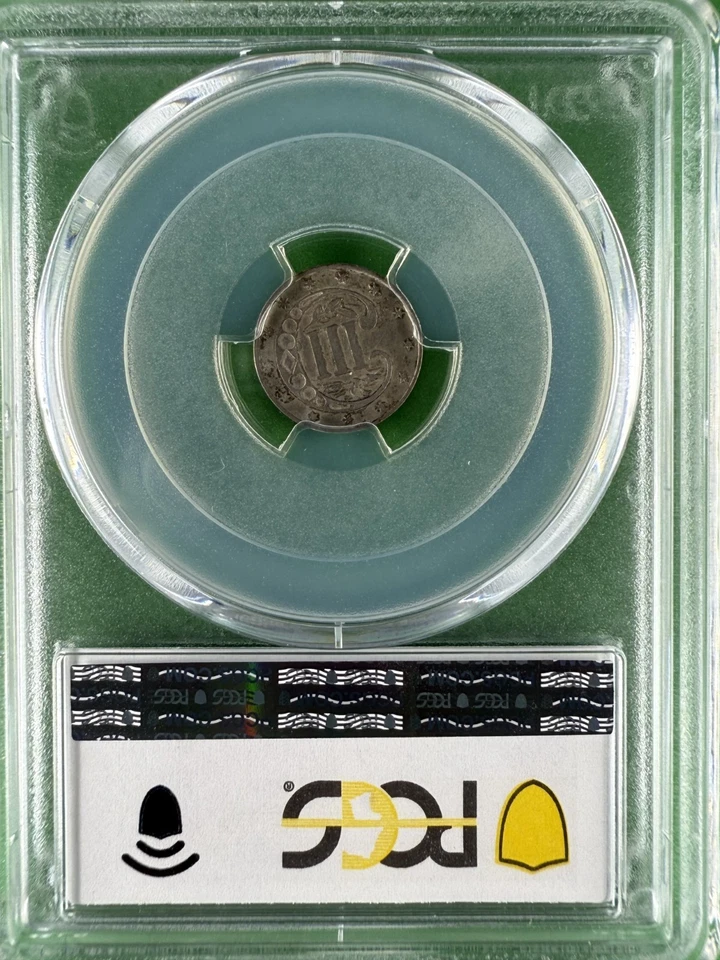 1861 Three Cent Silver, Type 3: Large Star Two Lines - PCGS Graded AU55 - Image 2 of 4