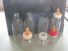 Vintage Glass Baby Bottles, Evenflo and Hazel Atlas 1930s 2 formula