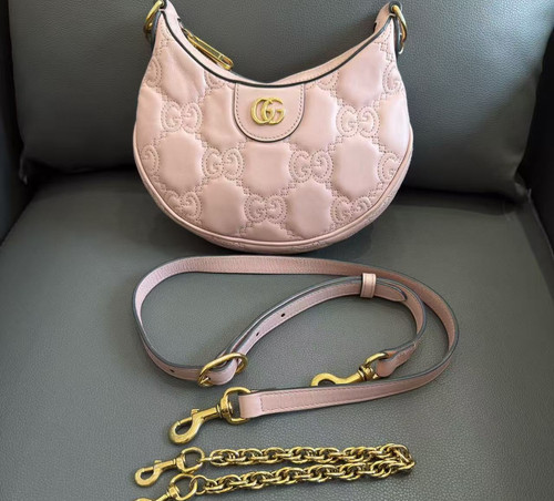 GUCCI GG Matalasse Mini Shoulder Bag Calfskin Pink 100%authentic