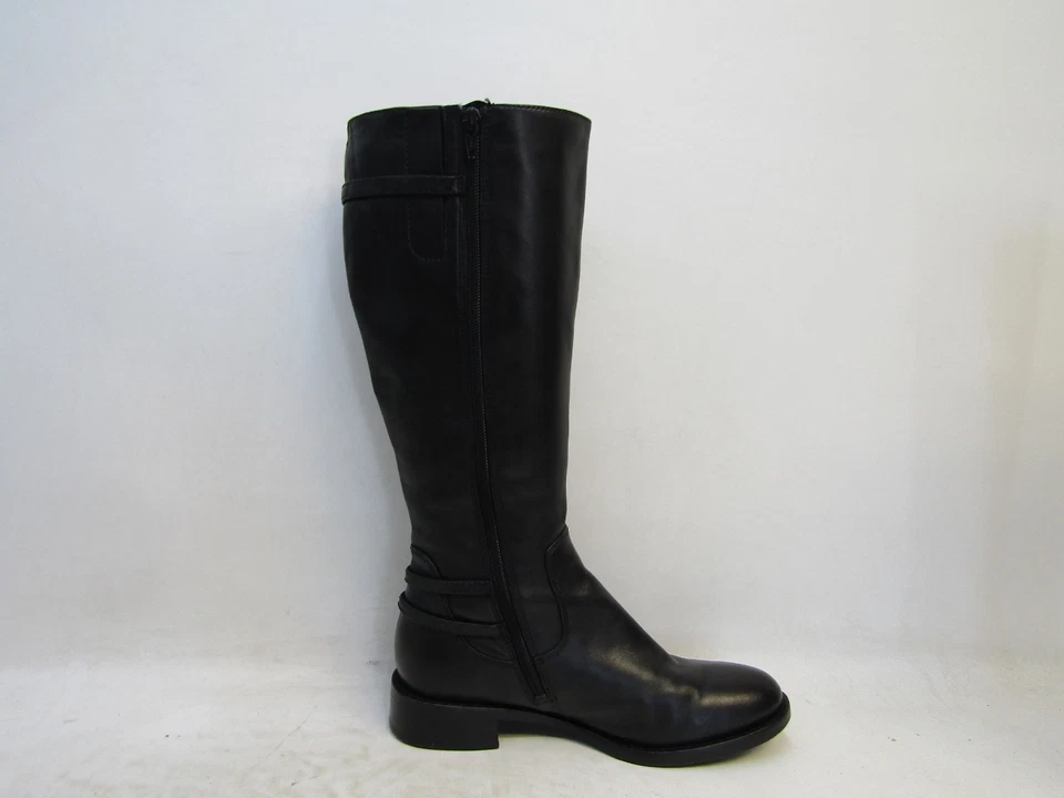 Botas Ecco femininas tamanho 38 EUR couro preto com zíper fivela joelho alta moda - Imagem 4 de 4